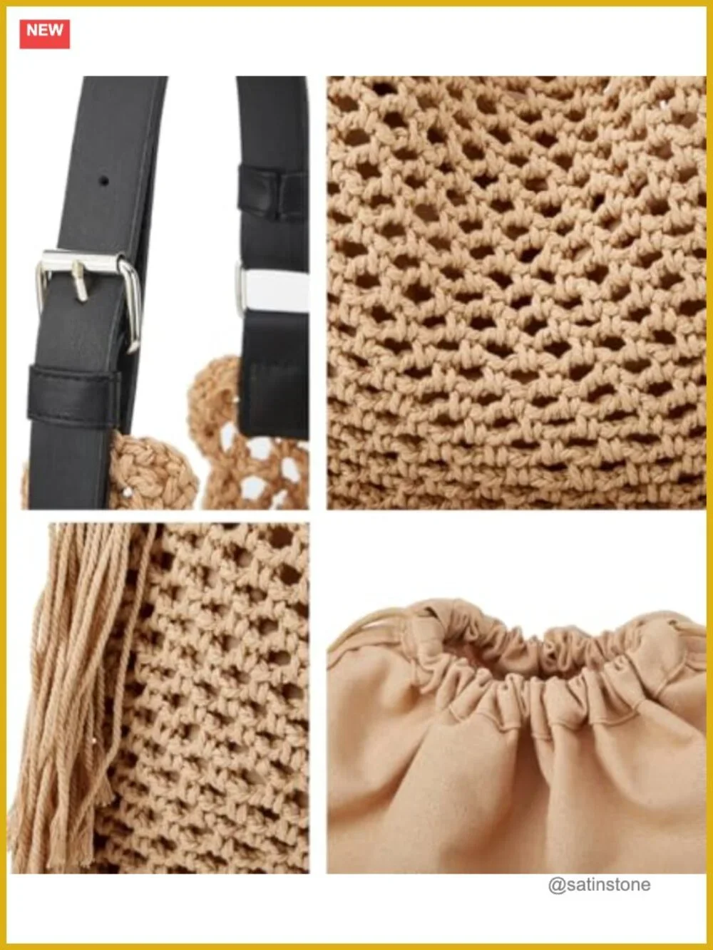 Crochet Fringe Hollow Woven Hobo Shoulder Bag Tote